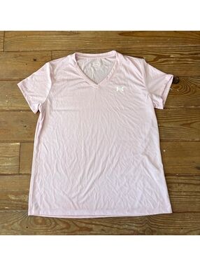 Under Armour Women’s Tech V-Neck T-Shirt Pink Short Sleeve Athletic Top L